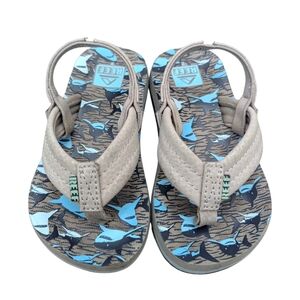 Reef Kids 7C Gray and Blue Shark Sandals